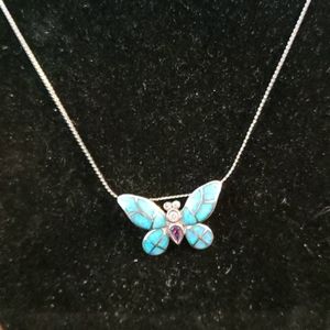 STERLING SILVER OPAL C.Z. NECKLACE